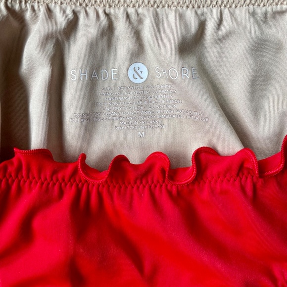 Shade & Shore Underwire Bikini Top & Ruffle High Leg Cheeky Bottom - Red - Picture 9 of 10